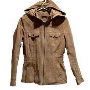 Danier beige/tan suede jacket with hood XS ( size 8)